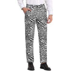 Animal Printed Pants Flat Front Party Prom Dress Pants Zebra Print